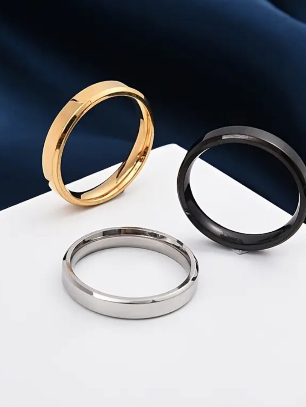 18 KT Gold Over Titanium Stackable Rings - Picture 3 of 3